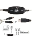 USB MIDI kábel adapter hangszer csatlakoztatáshoz