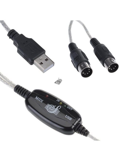 USB MIDI kábel adapter hangszer csatlakoztatáshoz
