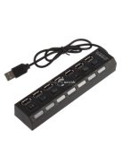 7 portos kapcsolható USB hub - Fekete, több eszköz egyidejű csatlakoztatásához