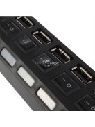7 portos kapcsolható USB hub - Fekete, több eszköz egyidejű csatlakoztatásához