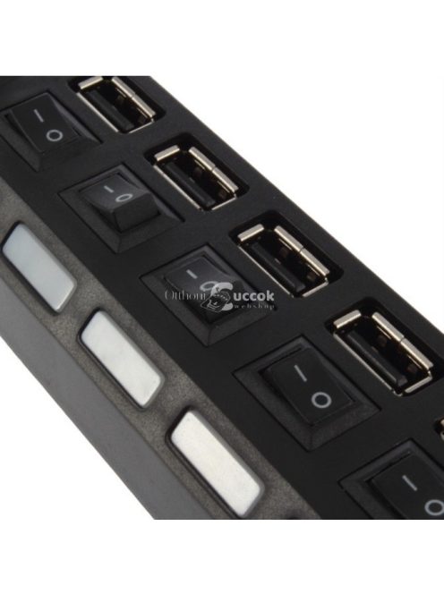 7 portos kapcsolható USB hub - Fekete, több eszköz egyidejű csatlakoztatásához