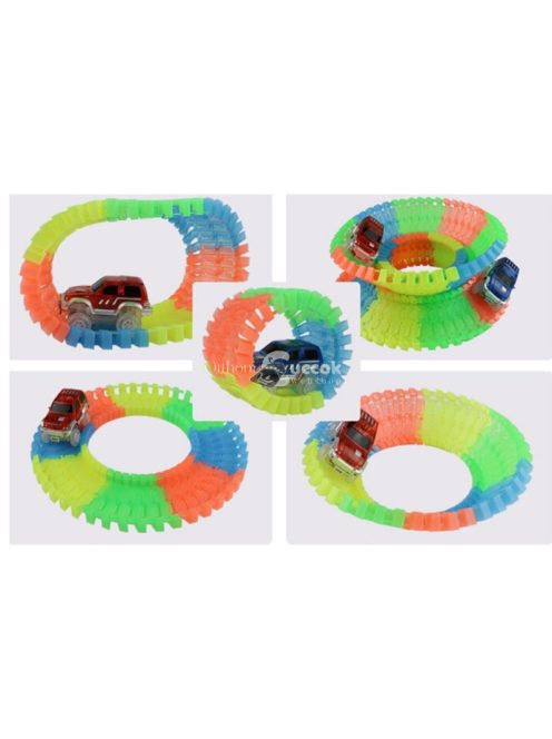 Autópálya játék szett világító autóval gyerekeknek és családi szórakozáshoz