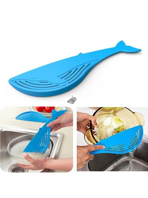 Bálna alakú tea- és kávészűrő konyhai kiegészítő