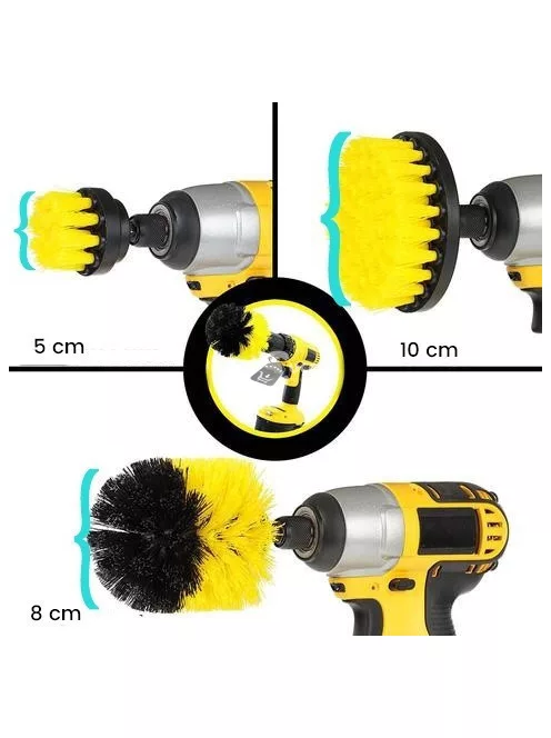 Fúrógéphez csatlakoztatható súrolókefe szett háztartási és ipari tisztításhoz