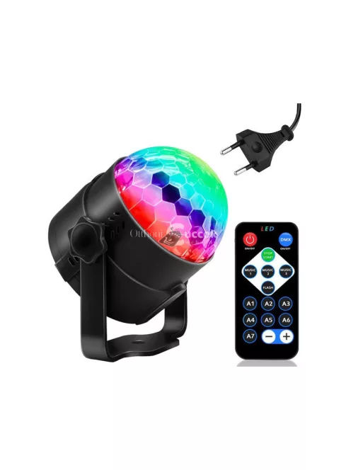 Diszkógömb LED fényeffekt RGB vetítő - Buli fényeffektek, diszkó lámpa, party dekorációs világítás