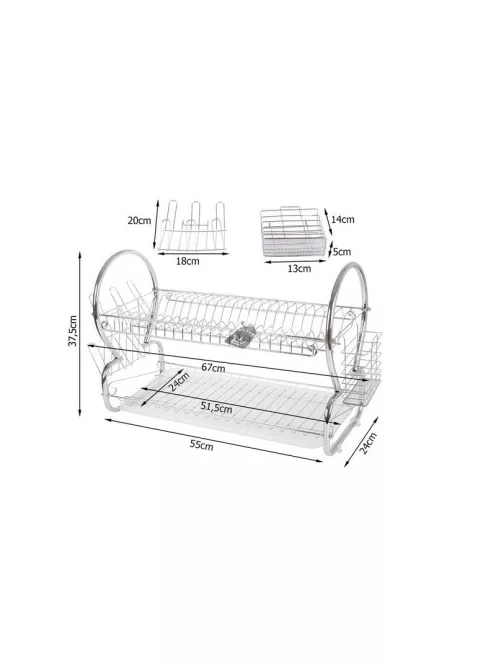 Kétszintes csepegtető állvány robotgép tartozékok szárítására és tárolására