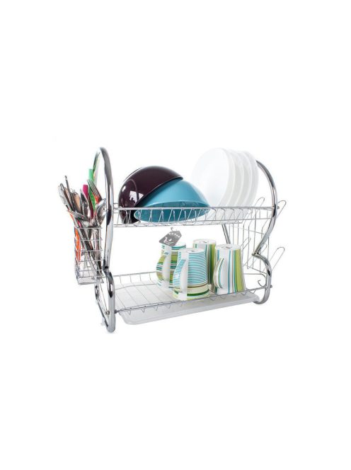 Mosogatógép szárító állvány, dupla emeletes edénycsepegtető keverővel