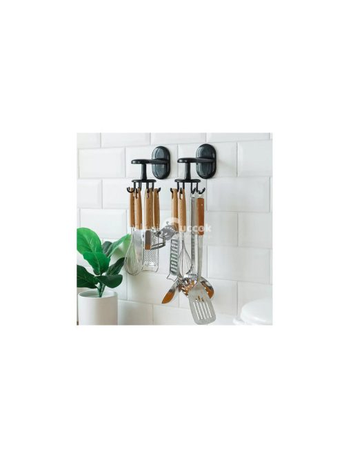 Konyhai akasztó forgó edénytartóval és akasszal - Praktikus tároló megoldás konyhai eszközökhöz