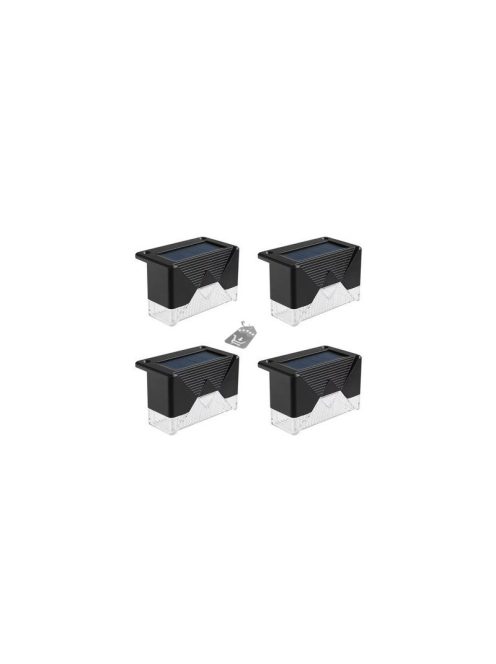 Napelemes LED Kerti és Lépcső Lámpa 4 db - Terasz, Kerítés, Éjjeli Fényérzékelővel