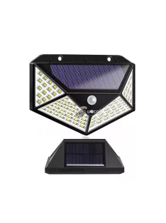   Napelemes kültéri LED lámpa 100 LED-del és alkonyat érzékelővel energiatakarékos világításhoz