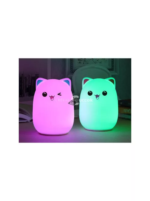Távirányítós RGB LED macska alakú éjszakai fény gyerekeknek és felnőtteknek