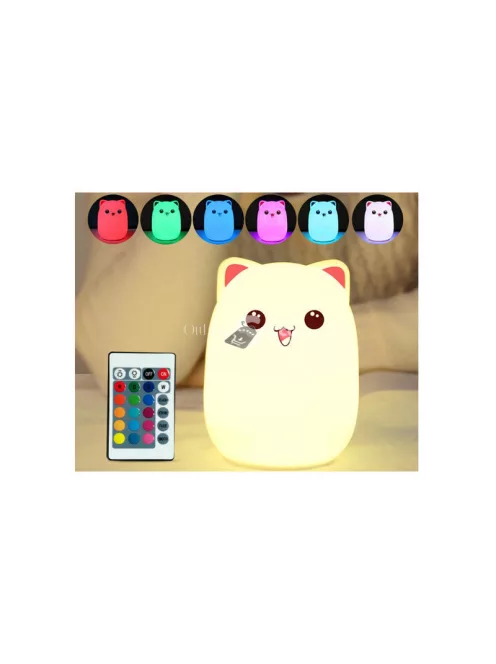 Távirányítós RGB LED macska alakú éjszakai fény gyerekeknek és felnőtteknek