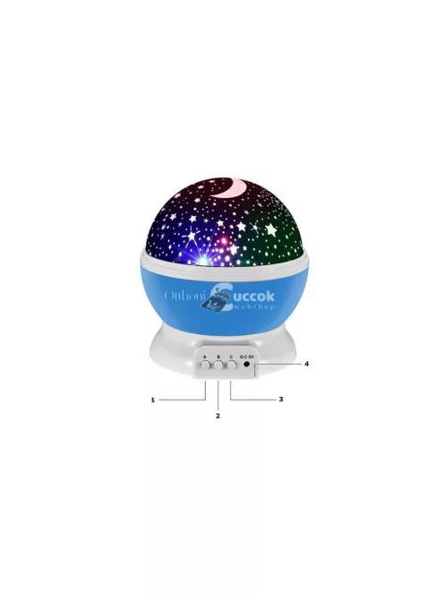 Forgatható csillagos éjszakai fényforrás gyerekszobába és hálószobába dekoratív világítótestként