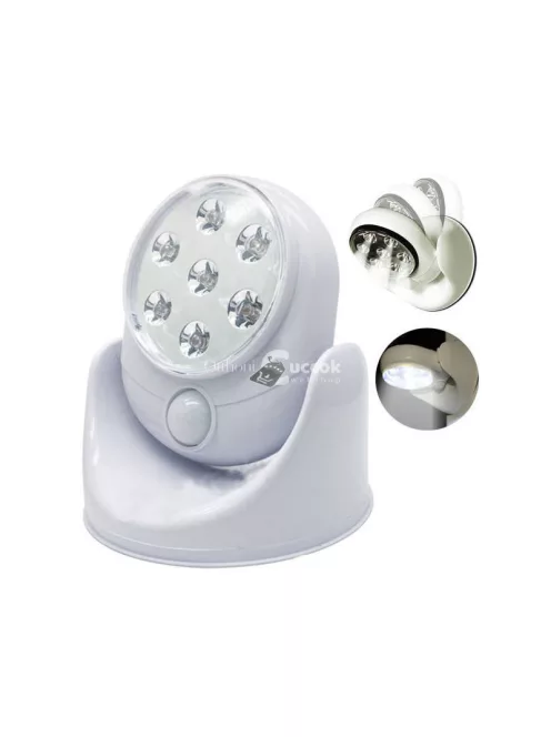 7 LED-es vezeték nélküli mozgásérzékelős lámpa 360 fokos forgathatósággal