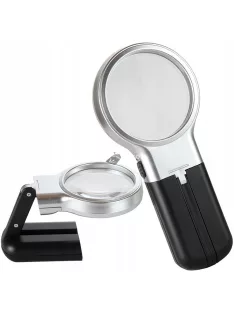   Olvasólámpa 3x nagyítóval és üveglencsével, precíziós olvasáshoz és részletgazdag munkákhoz