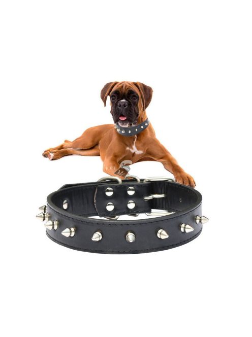 Tüskés kutya nyakörv öko bőr, állítható méretű, tartós és stílusos kiegészítő kutyáknak