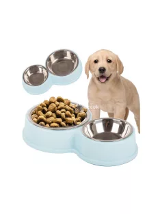   Két tál kutyáknak és macskáknak, rozsdamentes acélból, étel és víz számára, nagy és kis állatoknak, praktikus és tartós kialakítással.