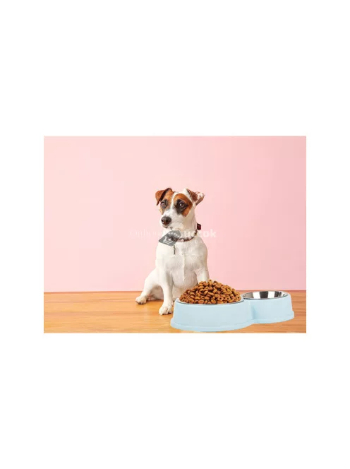 Két tál kutyáknak és macskáknak, rozsdamentes acélból, étel és víz számára, nagy és kis állatoknak, praktikus és tartós kialakítással.