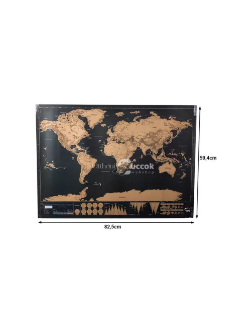 Világ Térkép Utazóknak - Részletes Fali Dekoráció 82 x 59 cm Méretben