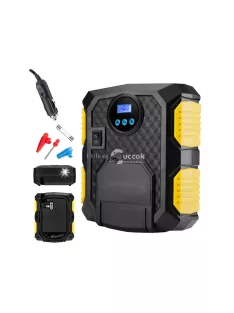  Autós kompresszor pumpa 12V LED LCD kijelzővel, gumiabroncs felfújáshoz