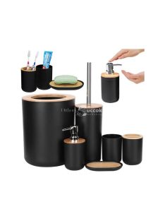   Fürdőszoba Szett 6 az 1-ben – Fekete WC Fogantyúval és Kukával