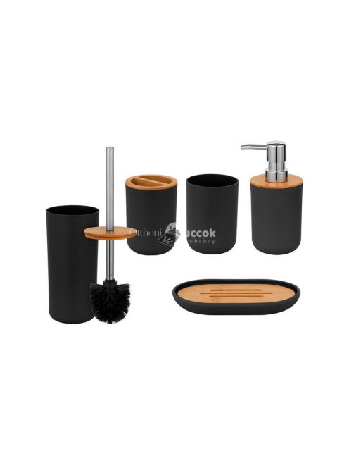 Fürdőszoba Szett 6 az 1-ben – Fekete WC Fogantyúval és Kukával