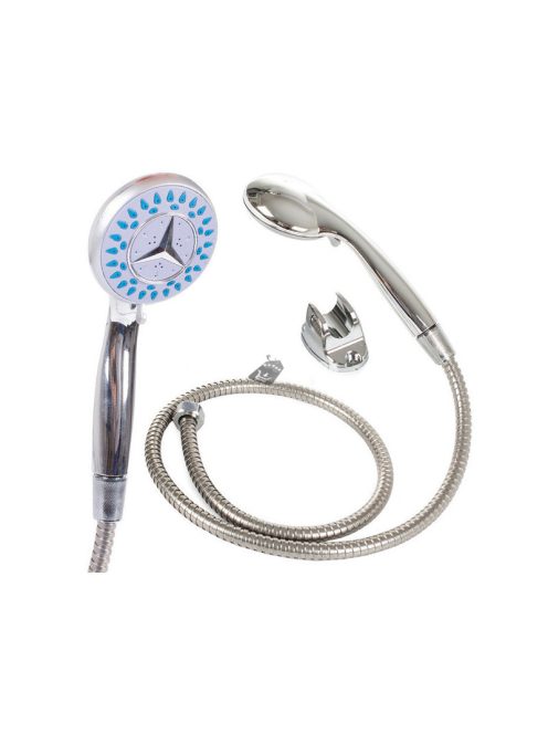 Zuhanykészlet kézi zuhanyfejjel, 3 funkciós állítható zuhanytartóval és flexibilis tömlővel fürdőszobai használatra