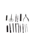 16 darabos manikűr készlet körömvágó ollóval és praktikus tároló tokban