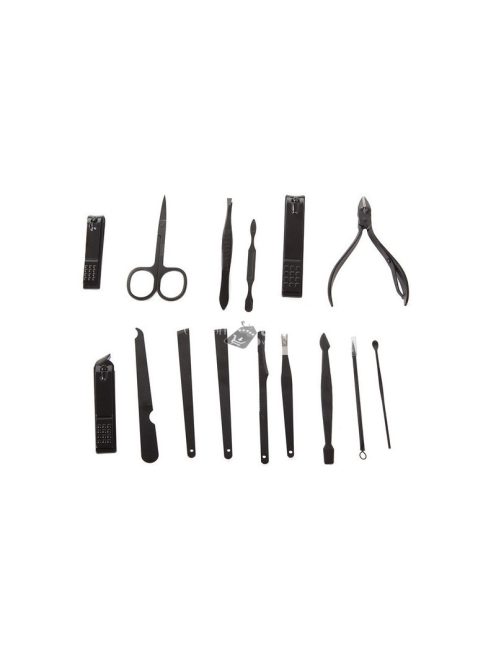 16 darabos manikűr készlet körömvágó ollóval és praktikus tároló tokban