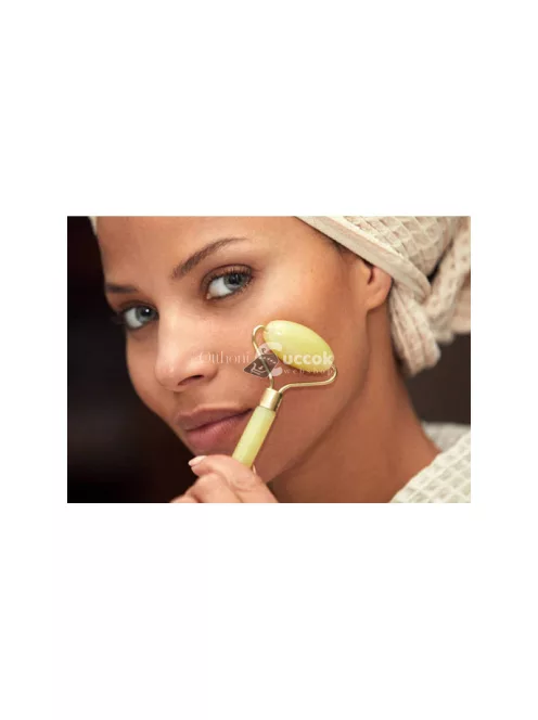 Jáde görgős arc masszírozó természetes jáde kövekkel arcápoláshoz és ránctalanításhoz, pihentető masszázs eszköz.