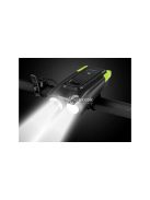 Erős LED-es kerékpáros első és hátsó lámpa beépített mérőórával és akkumulátorral 2in1