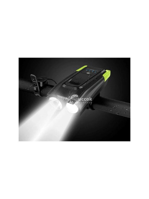 Erős LED-es kerékpáros első és hátsó lámpa beépített mérőórával és akkumulátorral 2in1