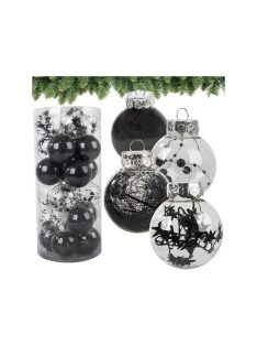   Fekete ünnepi karácsonyi gömb díszek 6cm, 24 darabos készlet dekorációhoz
