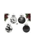 Fekete ünnepi karácsonyi gömb díszek 6cm, 24 darabos készlet dekorációhoz