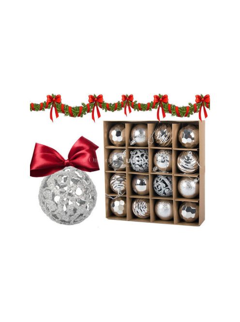 Karácsonyfadíszek 6cm-es készletben, 16 db ünnepi mintával – tökéletes karácsonyi dekorációhoz