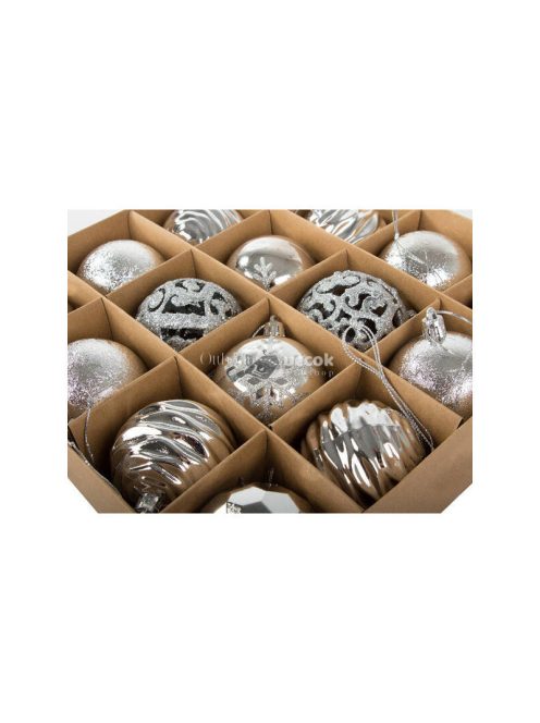 Karácsonyfadíszek 6cm-es készletben, 16 db ünnepi mintával – tökéletes karácsonyi dekorációhoz