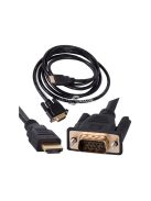 Aranyozott VGA - HDMI átalakító kábel, 2 méter, Full HD kompatibilis csatlakozókkal - D-sub kábel