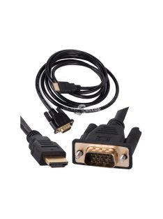   Aranyozott VGA - HDMI átalakító kábel, 2 méter, Full HD kompatibilis csatlakozókkal - D-sub kábel