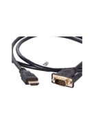 Aranyozott VGA - HDMI átalakító kábel, 2 méter, Full HD kompatibilis csatlakozókkal - D-sub kábel