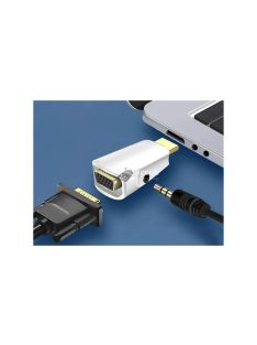   HDMI-VGA átalakító adapter hangátvitellel és 3.5mm mini jack csatlakozóval - HD felbontású multimédia eszköz kompatibilitás