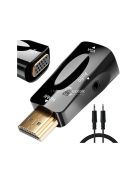 HDMI-VGA átalakító adapter hangátvitellel és 3.5mm mini jack csatlakozóval - HD felbontású multimédia eszköz kompatibilitás