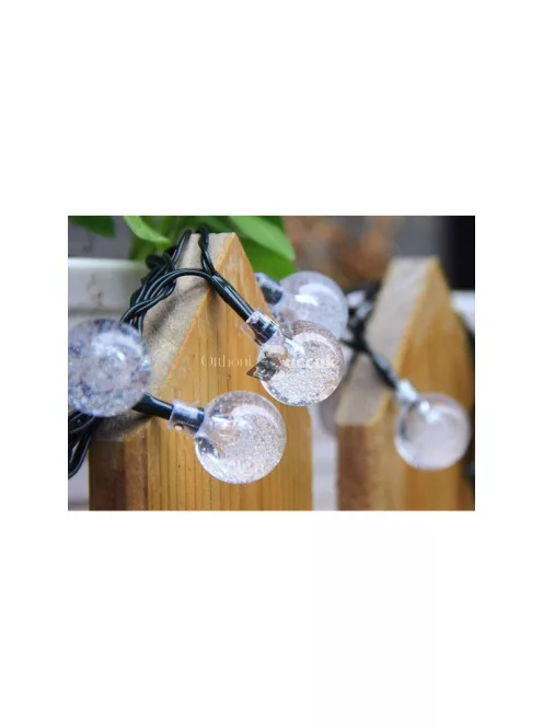 Kerti girland fények 20 LED napelemes többszínű - kültéri dekoráció és hangulatfény teraszra és kertbe