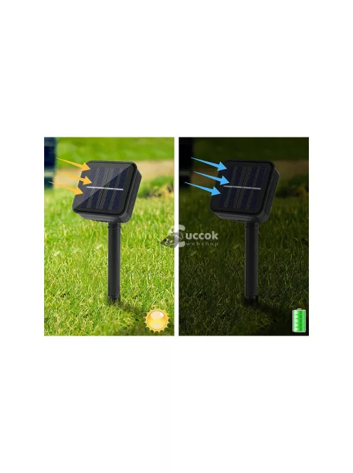 Kerti girland fények 20 LED napelemes többszínű - kültéri dekoráció és hangulatfény teraszra és kertbe