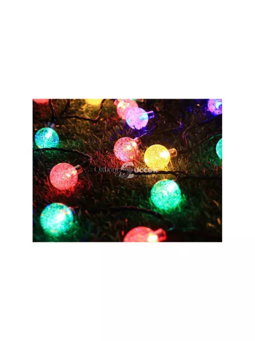 Kerti girland fények 20 LED napelemes többszínű - kültéri dekoráció és hangulatfény teraszra és kertbe