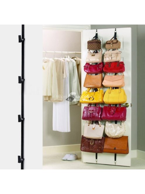 Ajtóra akasztható pántos táskarendező, Fekete színű szervező tárolóegység