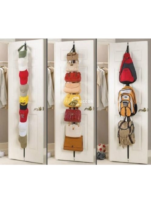 Ajtóra akasztható pántos táskarendező, Fekete színű szervező tárolóegység