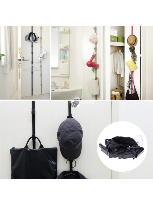Ajtóra akasztható pántos táskarendező, Fekete színű szervező tárolóegység