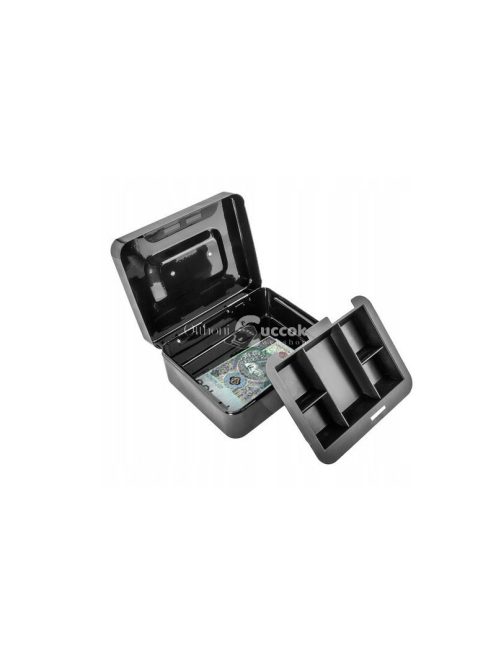 Fekete pénzesdoboz - Biztonságos pénztároló doboz gyerekeknek és felnőtteknek, ajándék ötlet, pénzgyűjtő és pénzszámláló funkcióval