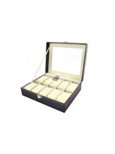   10 rekeszes karóra tároló doboz - óratartó szekrény rekeszekkel