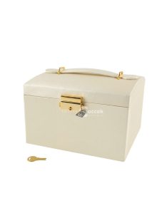   Ékszerdoboz - Bézs színű ékszer tároló és sminkes láda több rekesszel